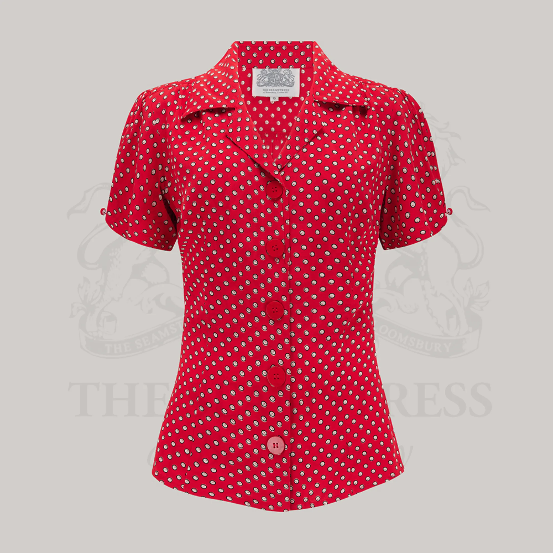 Grace Blouse in Red Ditzy Dot