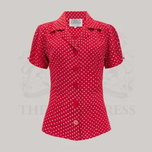 Grace Blouse in Red Ditzy Dot