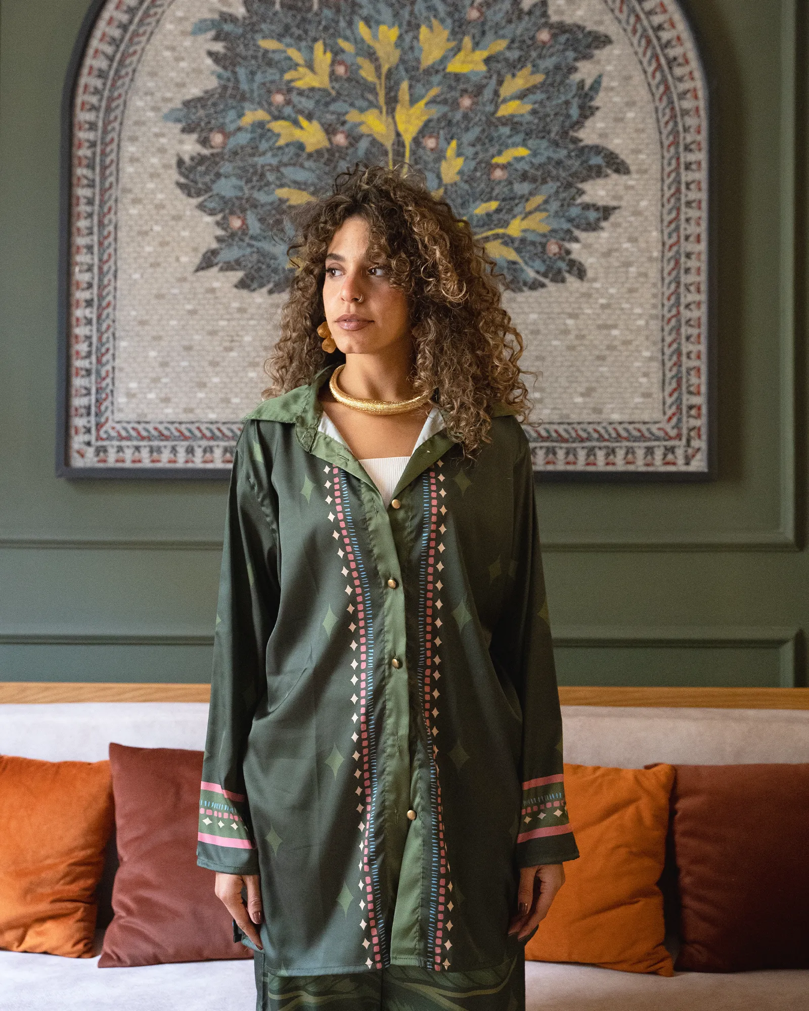 Green Palm Over-sized Shirt