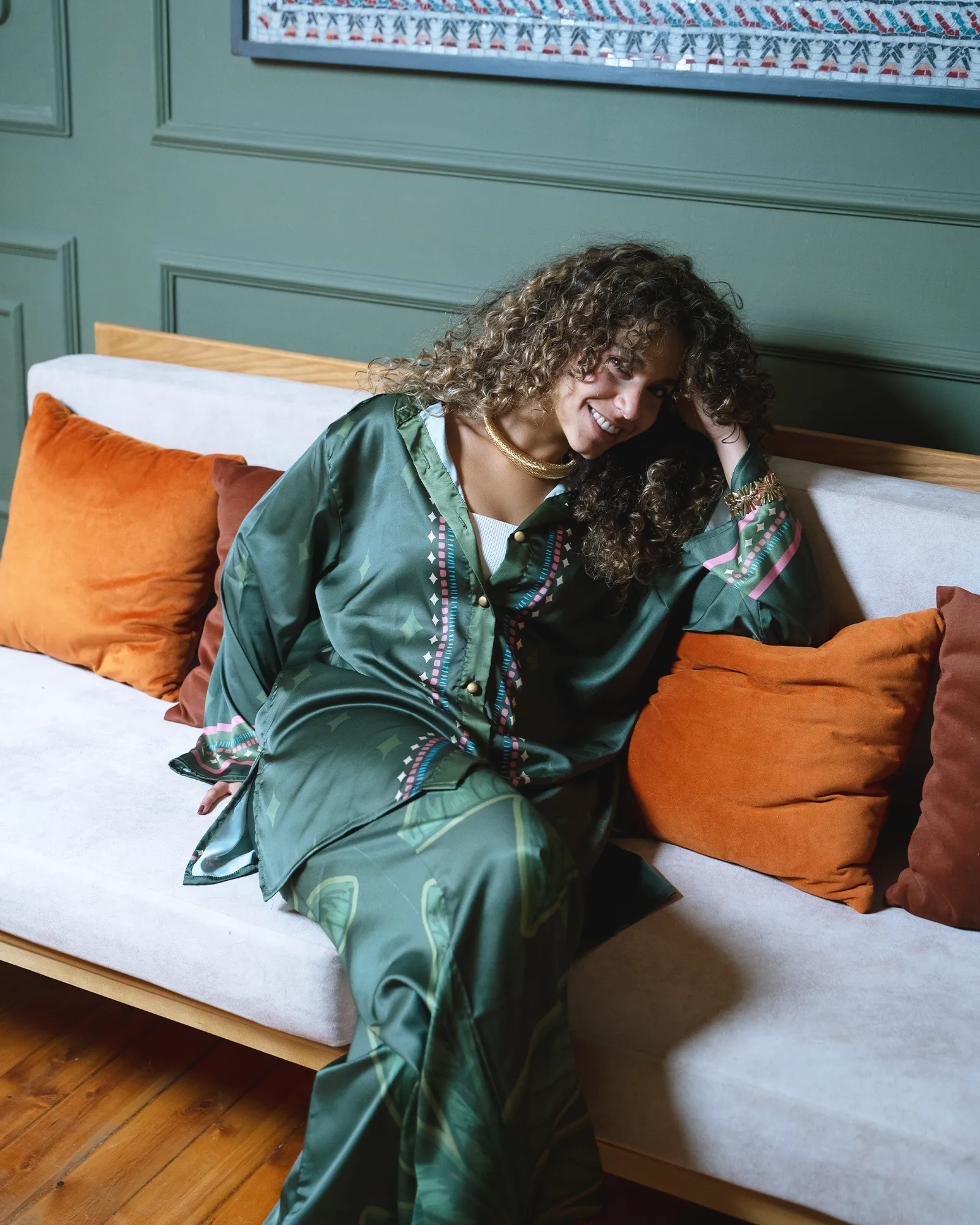 Green Palm Over-sized Shirt