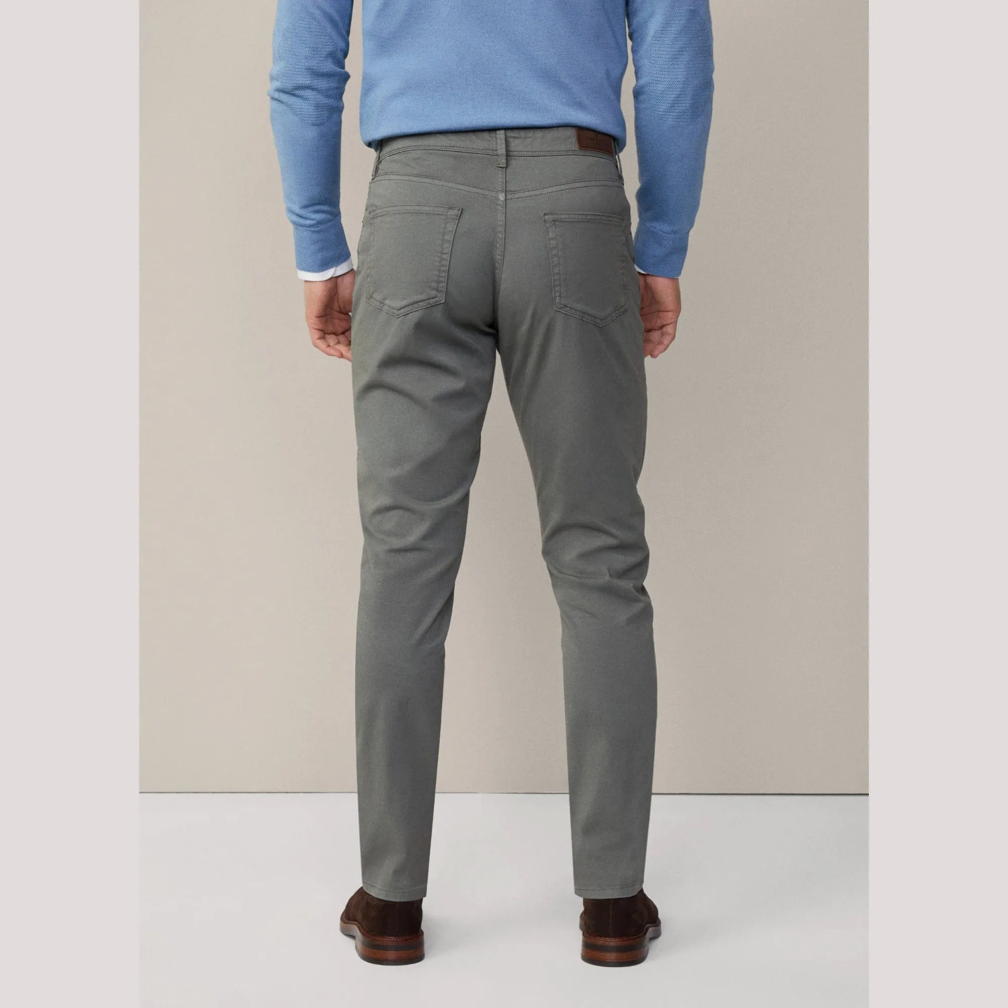 Hackett Regular Fit Trinity Sateen 5 Pocket Trousers In Myrtle Green