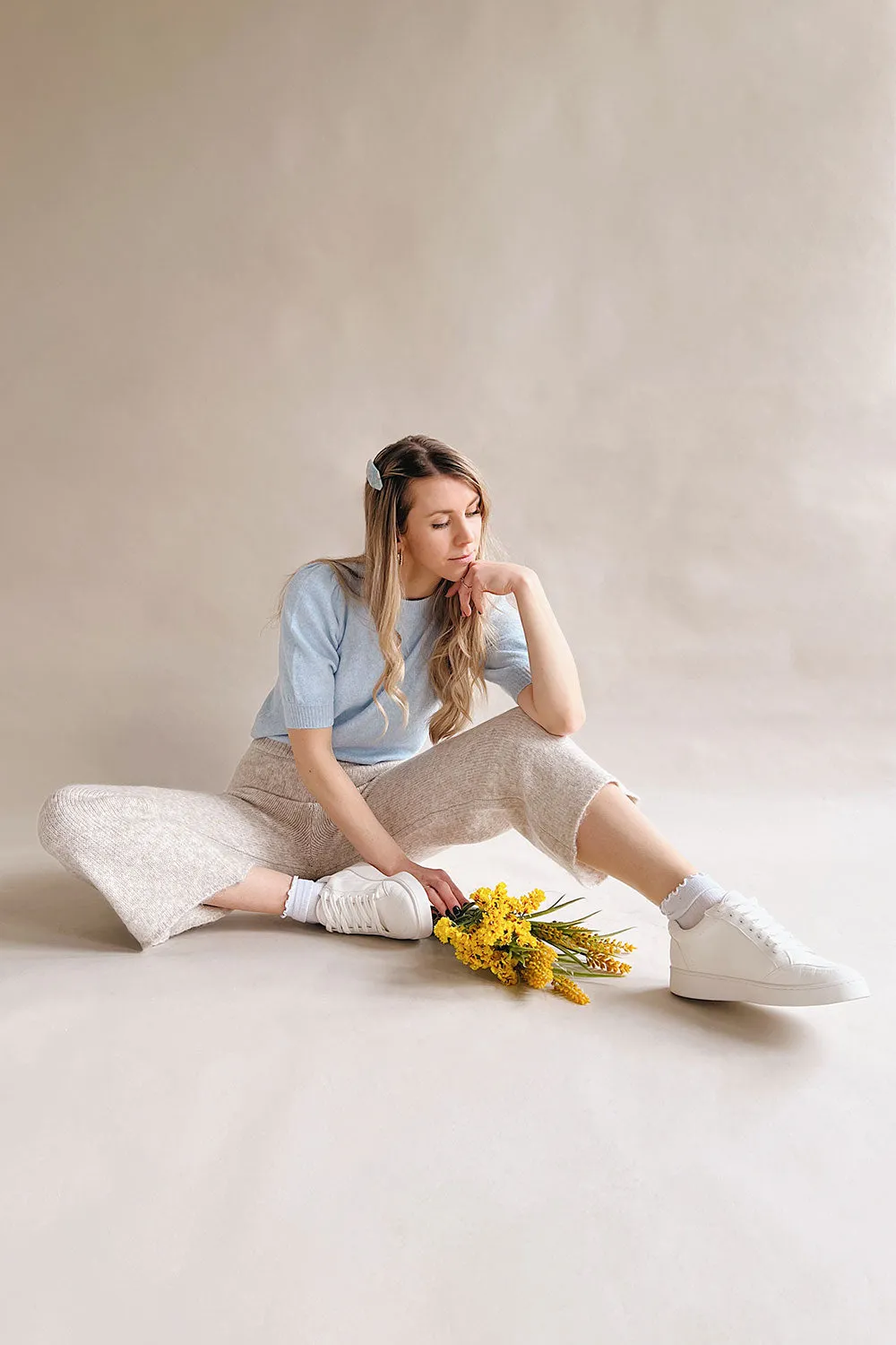 Herneuil | Grey Soft Wool Knit Pants