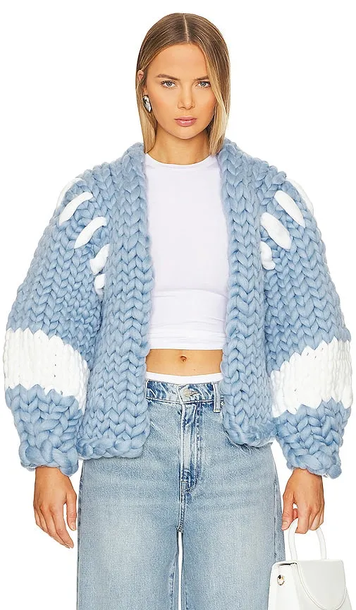 Hope Macaulay Colossal Knit Coat in Baby Blue