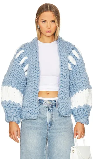 Hope Macaulay Colossal Knit Coat in Baby Blue