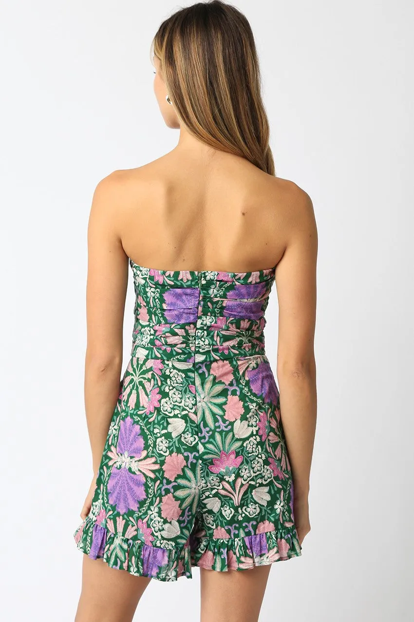 Kara Floral Romper Green Multi