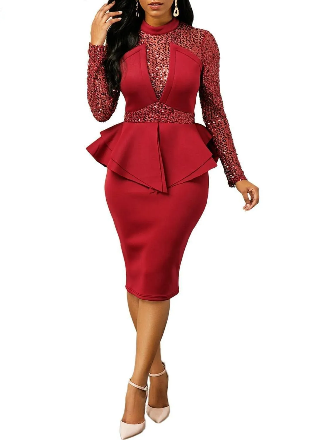 Ladies Sexy Full Sleeve Business/Casual Dress