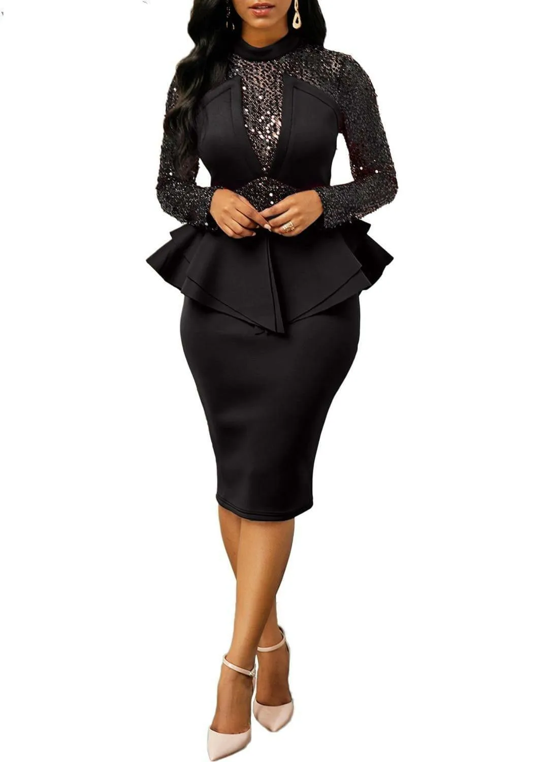 Ladies Sexy Full Sleeve Business/Casual Dress