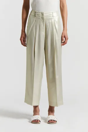 Laminated viscose twill trousers