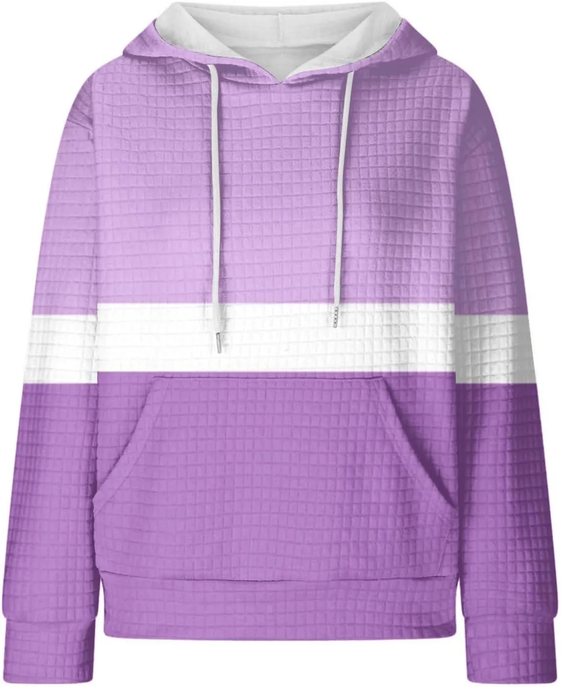 Lastesso Fall Clothes for Women 2024 Long Sleeve Oversized Hooded Pullovers Comfy Waffle Front Pockets Sweatshirts Hoodies