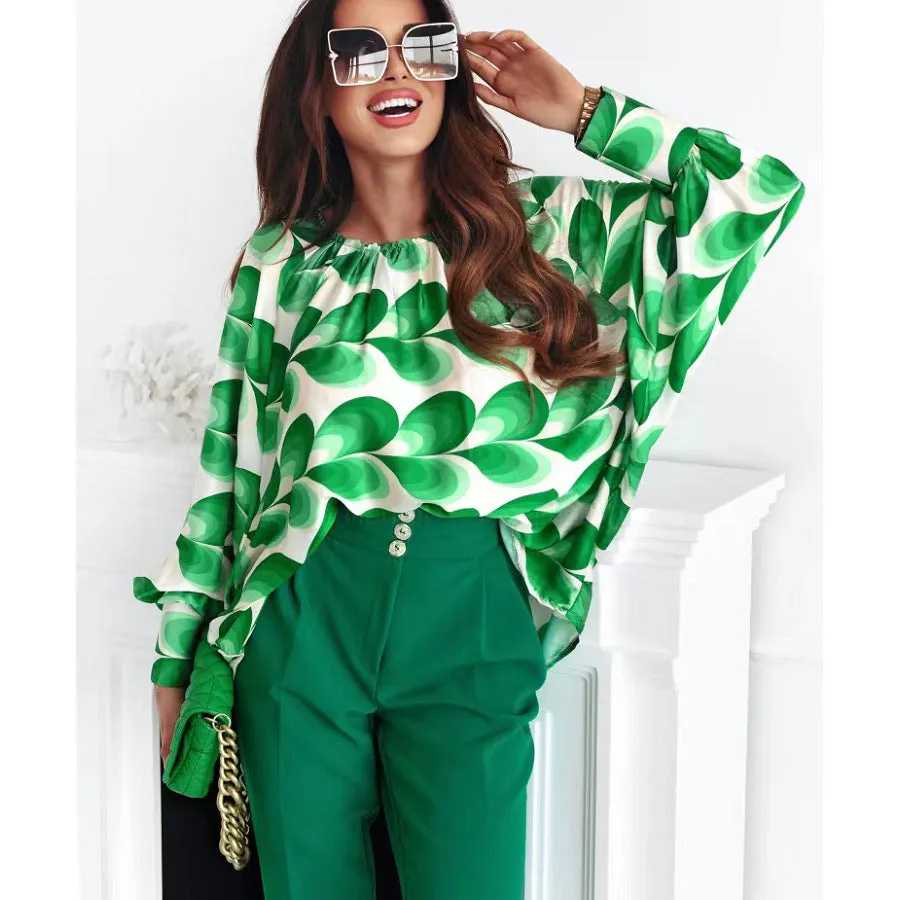 Loose Round Neck Printed Shirts