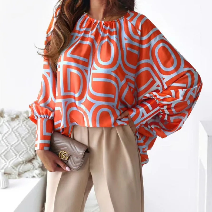 Loose Round Neck Printed Shirts