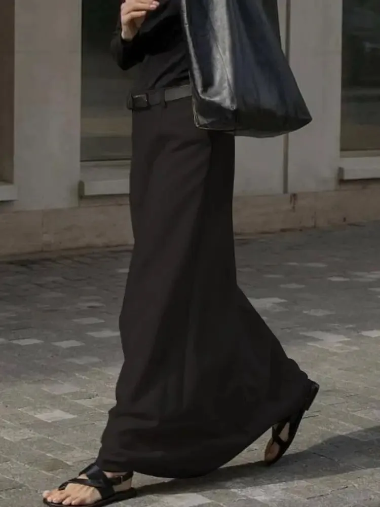 LVSANW UOOZEE Office Lady Formal Solid Color H-line Skirts 2025 New Spring Summer High Waist Casual Elegant Long Skirt For Women