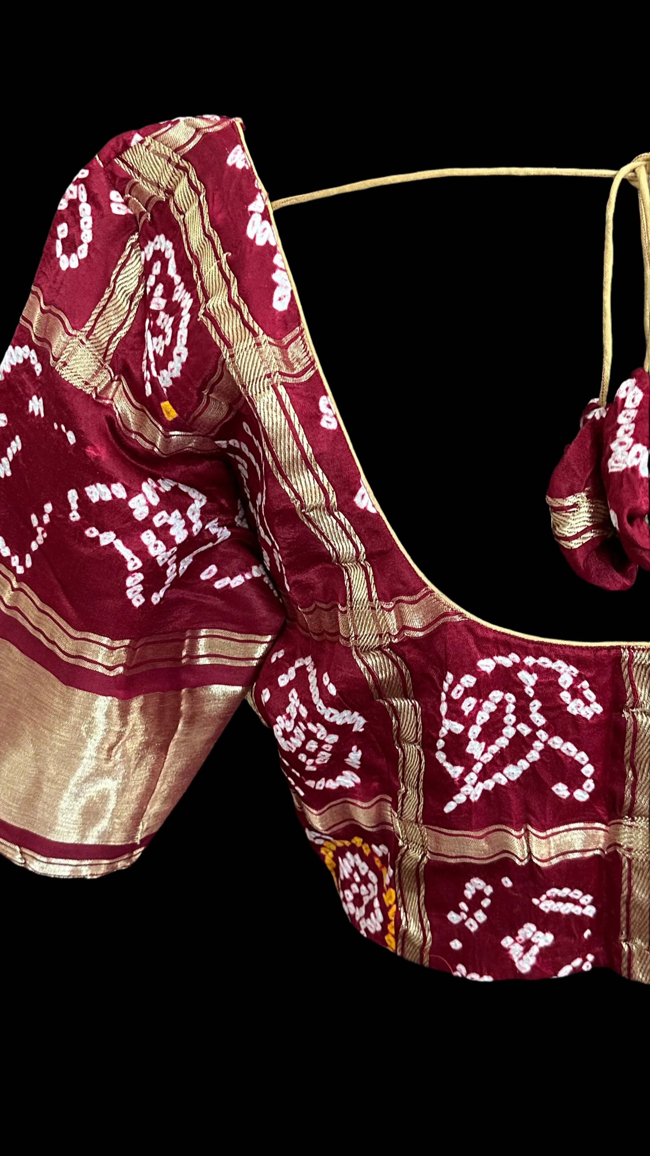 Maroon Bandhani silk blouse online usa silk blouses ready to wear online shopping bandhani blouse online