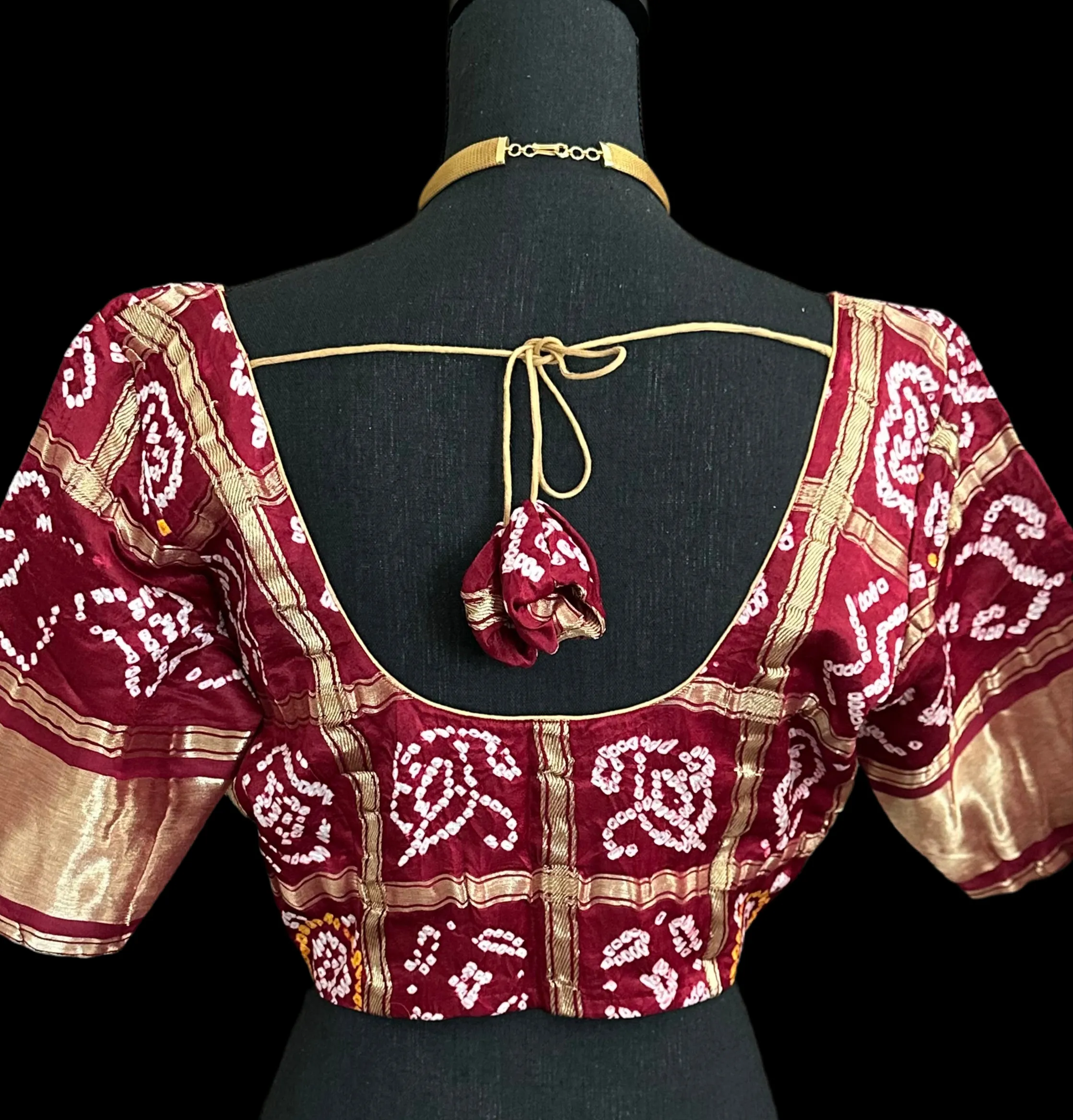 Maroon Bandhani silk blouse online usa silk blouses ready to wear online shopping bandhani blouse online