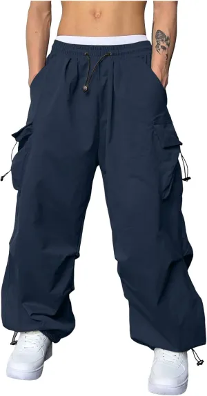 Men's Baggy Cargo Pants Casual Parachute Pant Cotton Loose Fit Streetwear Multi Pockets