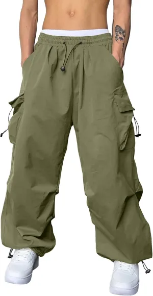 Men's Baggy Cargo Pants Casual Parachute Pant Cotton Loose Fit Streetwear Multi Pockets