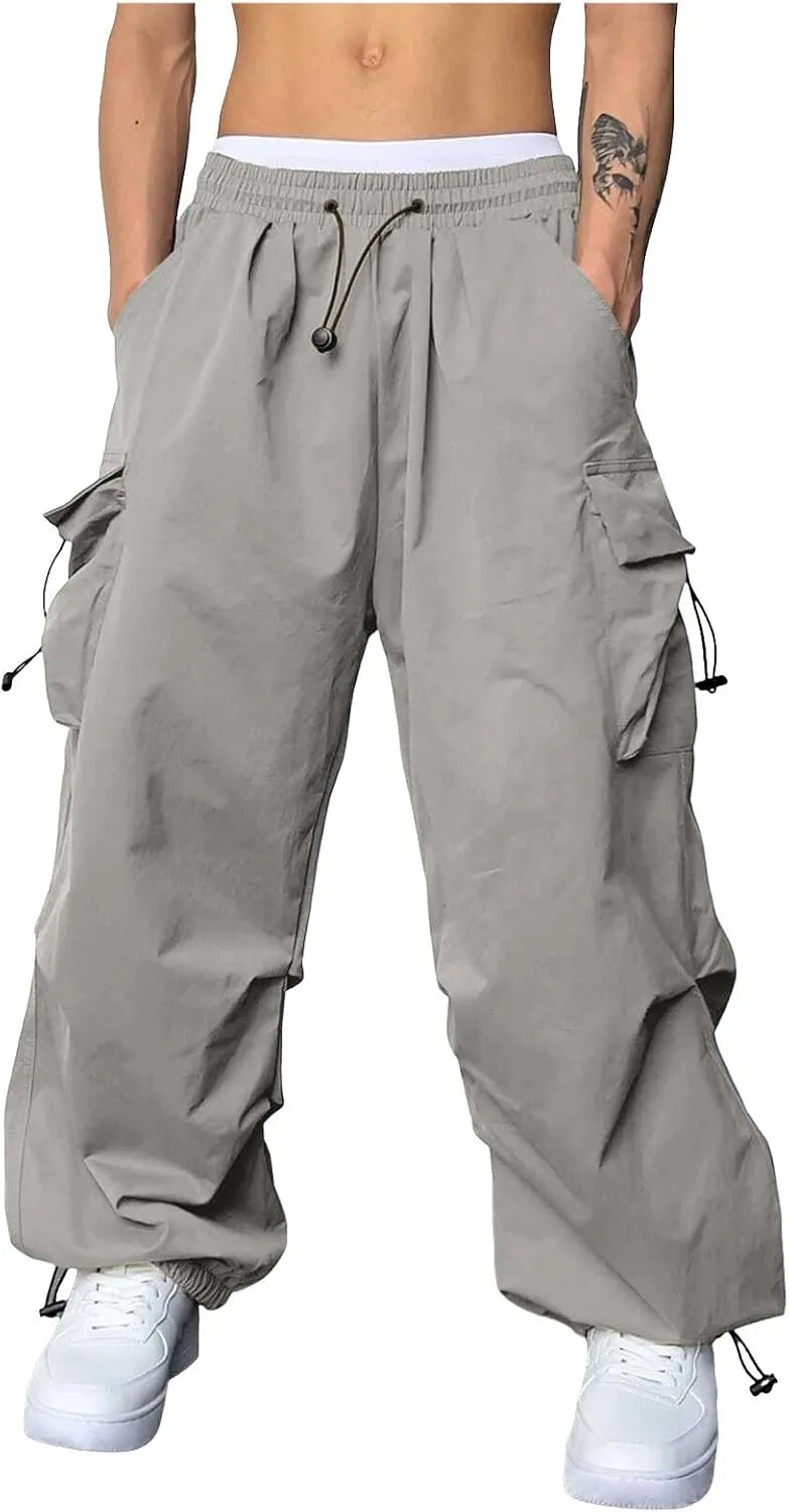 Men's Baggy Cargo Pants Casual Parachute Pants Cotton Loose Fit Hip Hop Pant Multi Pockets