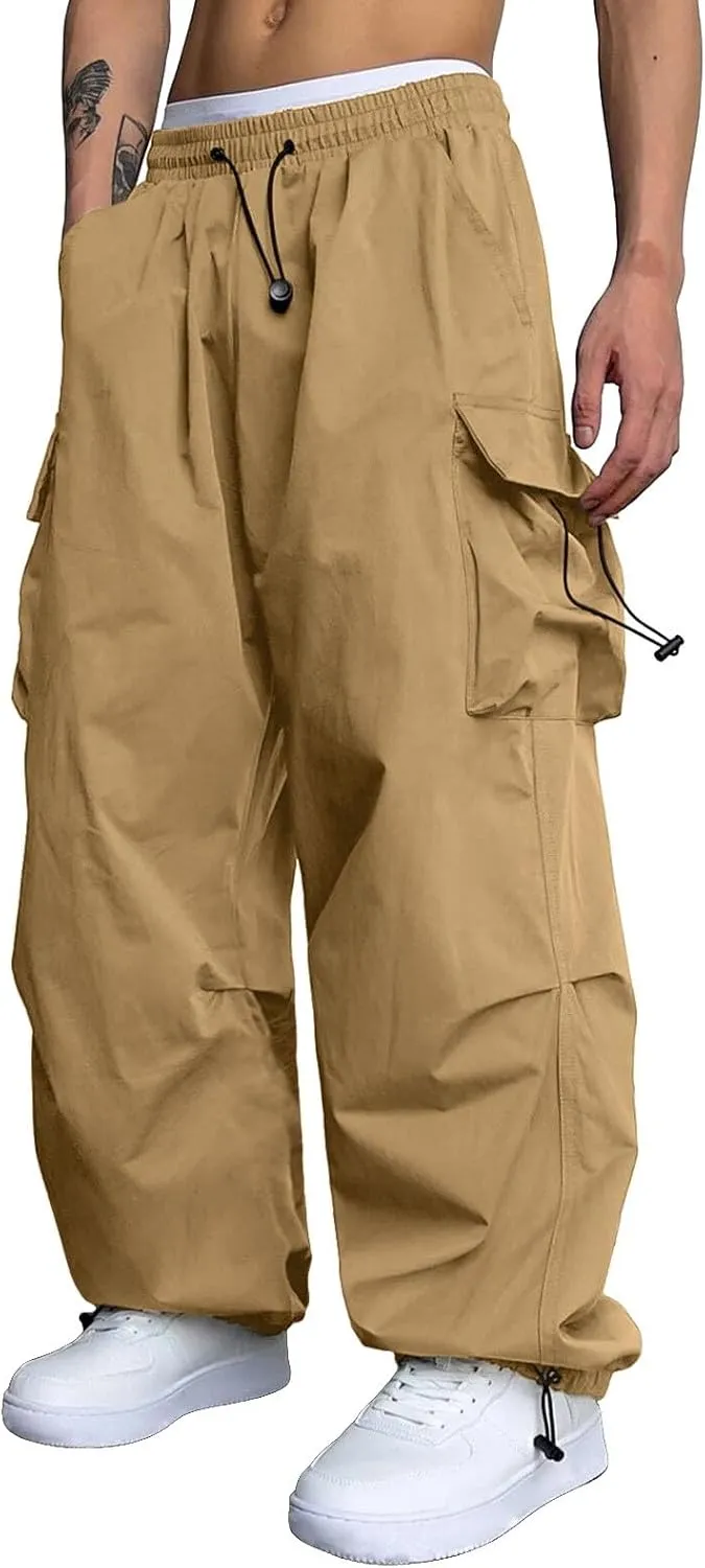 Men's Baggy Cargo Pants Casual Parachute Pants Cotton Loose Fit Hip Hop Pant Multi Pockets