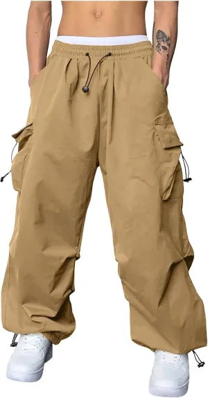 Men's Baggy Cargo Pants Casual Parachute Pants Cotton Loose Fit Hip Hop Pant Multi Pockets