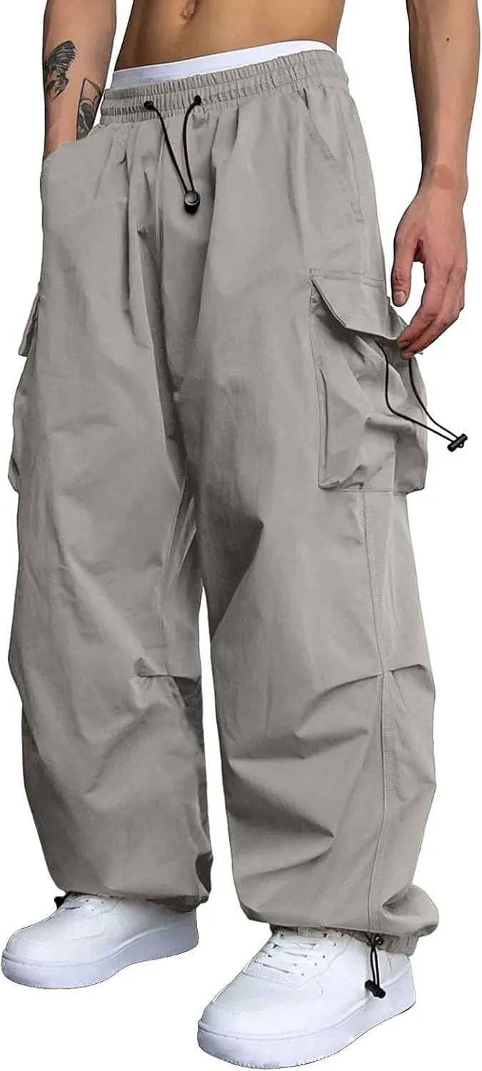 Men's Baggy Cargo Pants Casual Parachute Pants Cotton Loose Fit Hip Hop Pant Multi Pockets