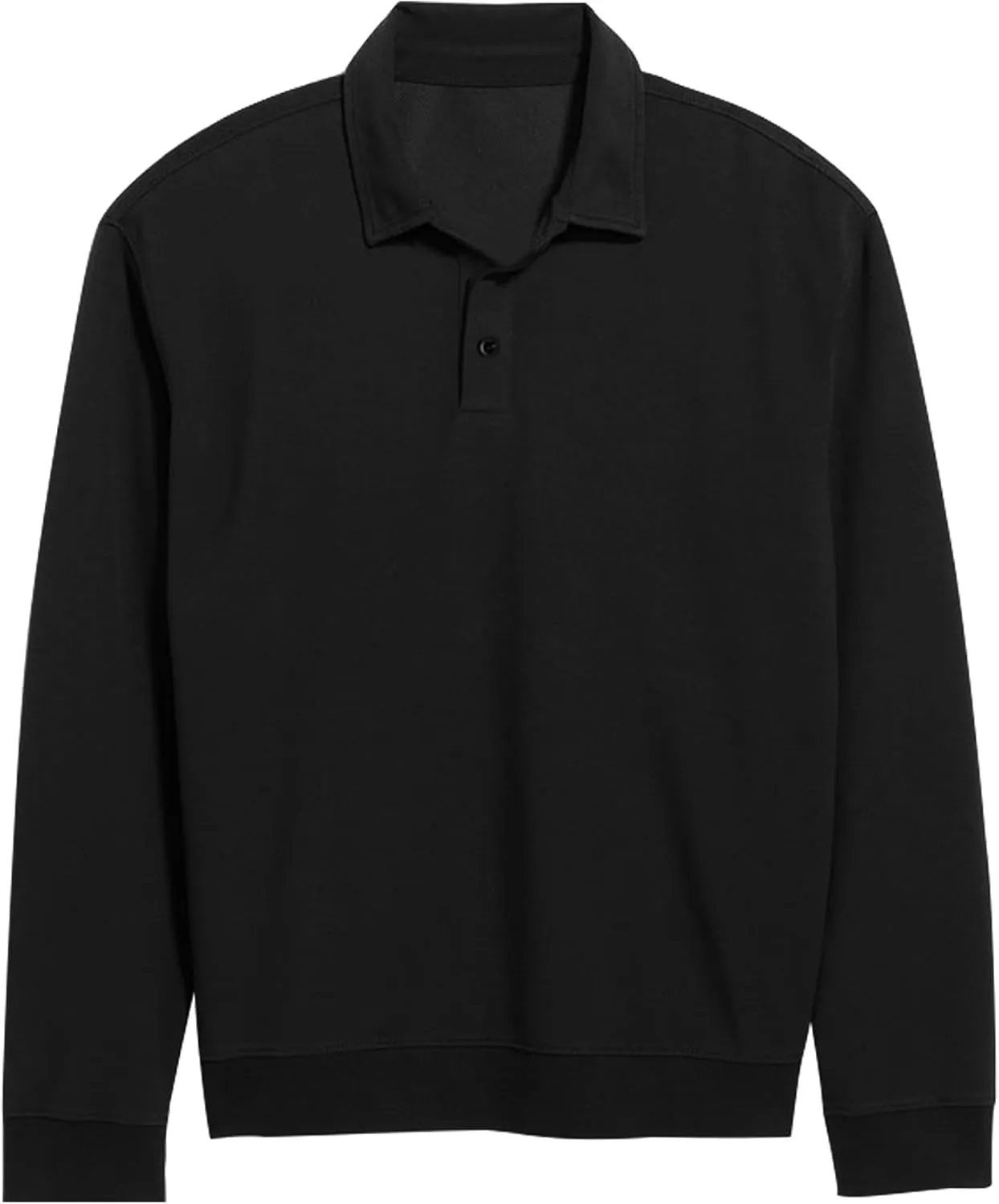 Men's Casual Long Sleeve Polo Shirts Classic Button Down Golf Shirt Loose Fit Pullover Sweatshirts