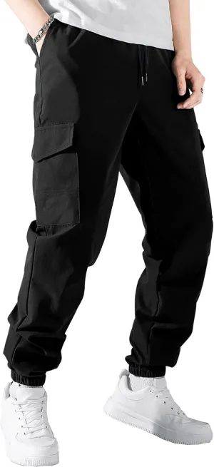 Men's Loose Fit Vintage Outdoor Pants Comfort Drawstring Classic Trousers Retro Jogging Cargo Sweatpants