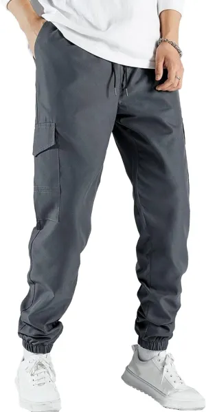 Men's Loose Fit Vintage Outdoor Pants Comfort Drawstring Classic Trousers Retro Jogging Cargo Sweatpants
