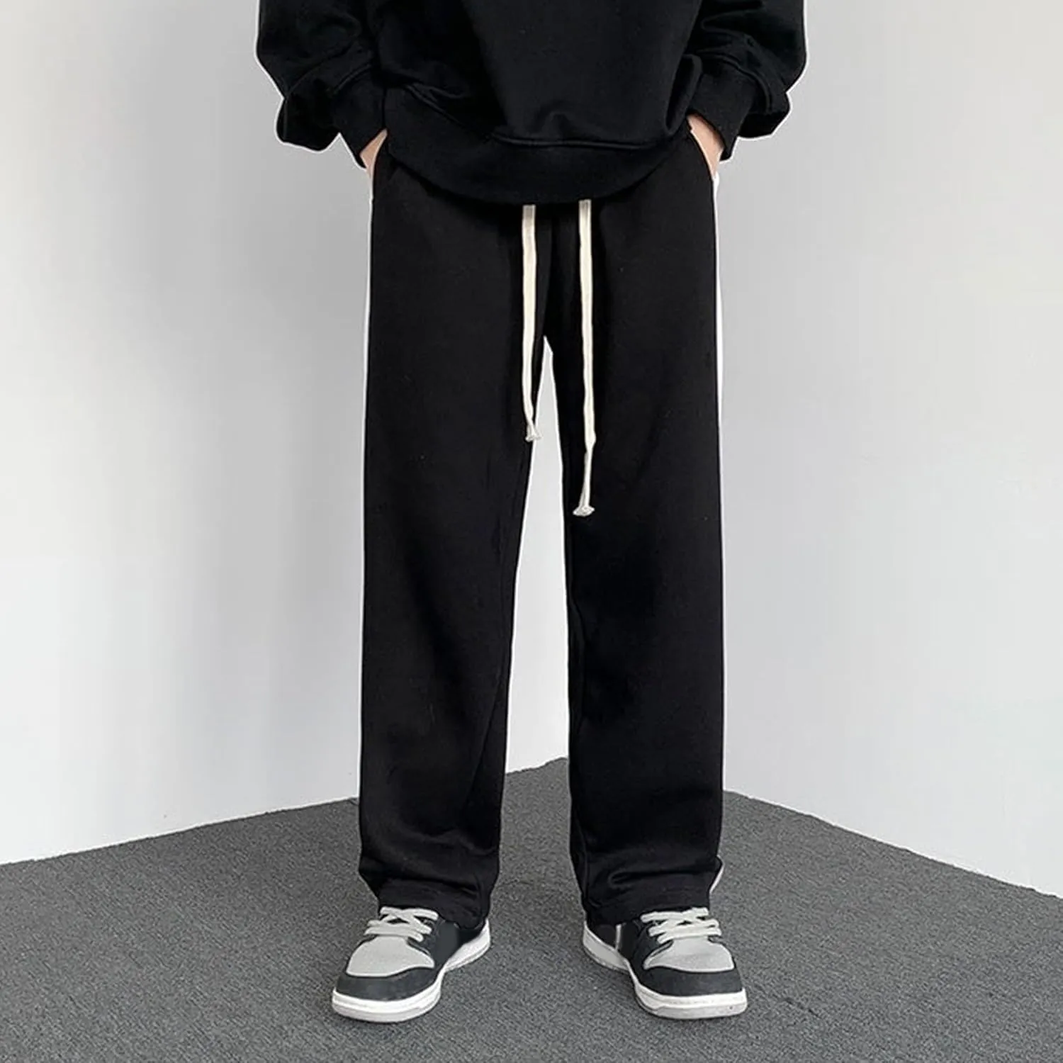 Men's Striped Stylish Outdoor Pants Straight Leg Casual Workout Trousers Loose Fit Drawstring Sweatpants