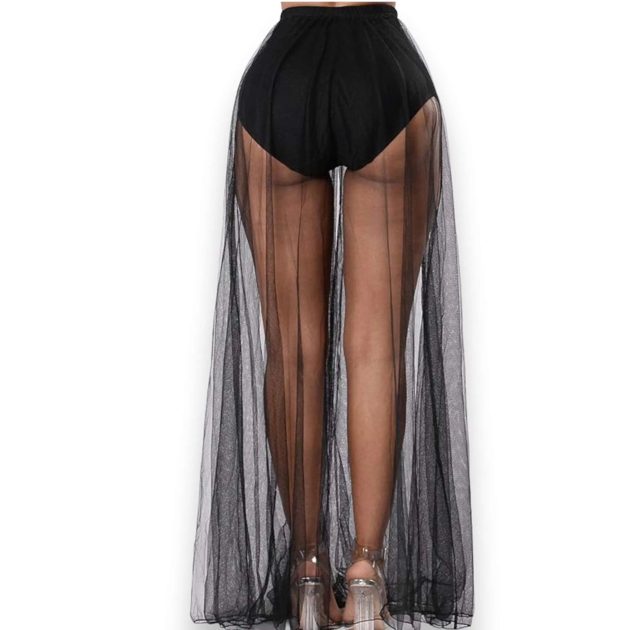 Mesh See Through Long Party Skirt