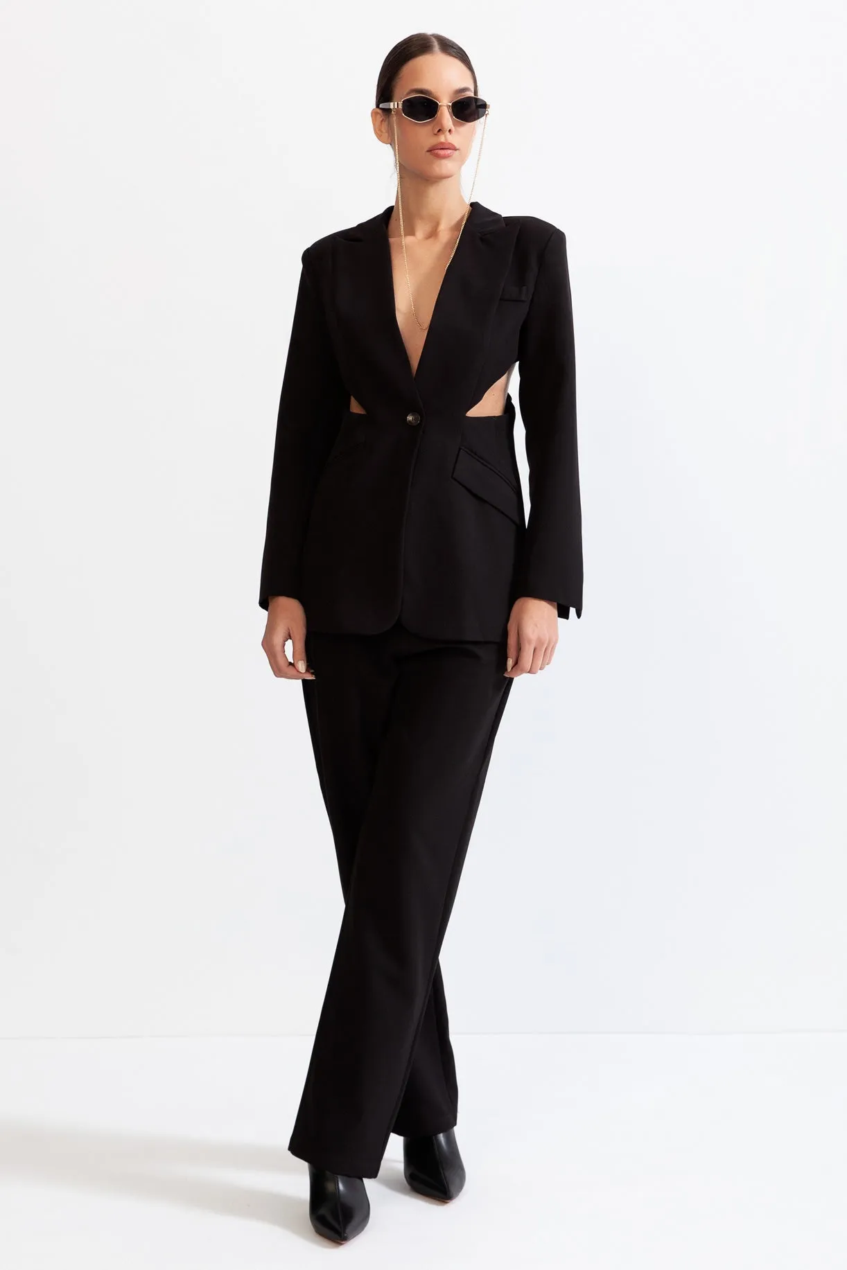 Minimalist co-ord with cutouts - Black