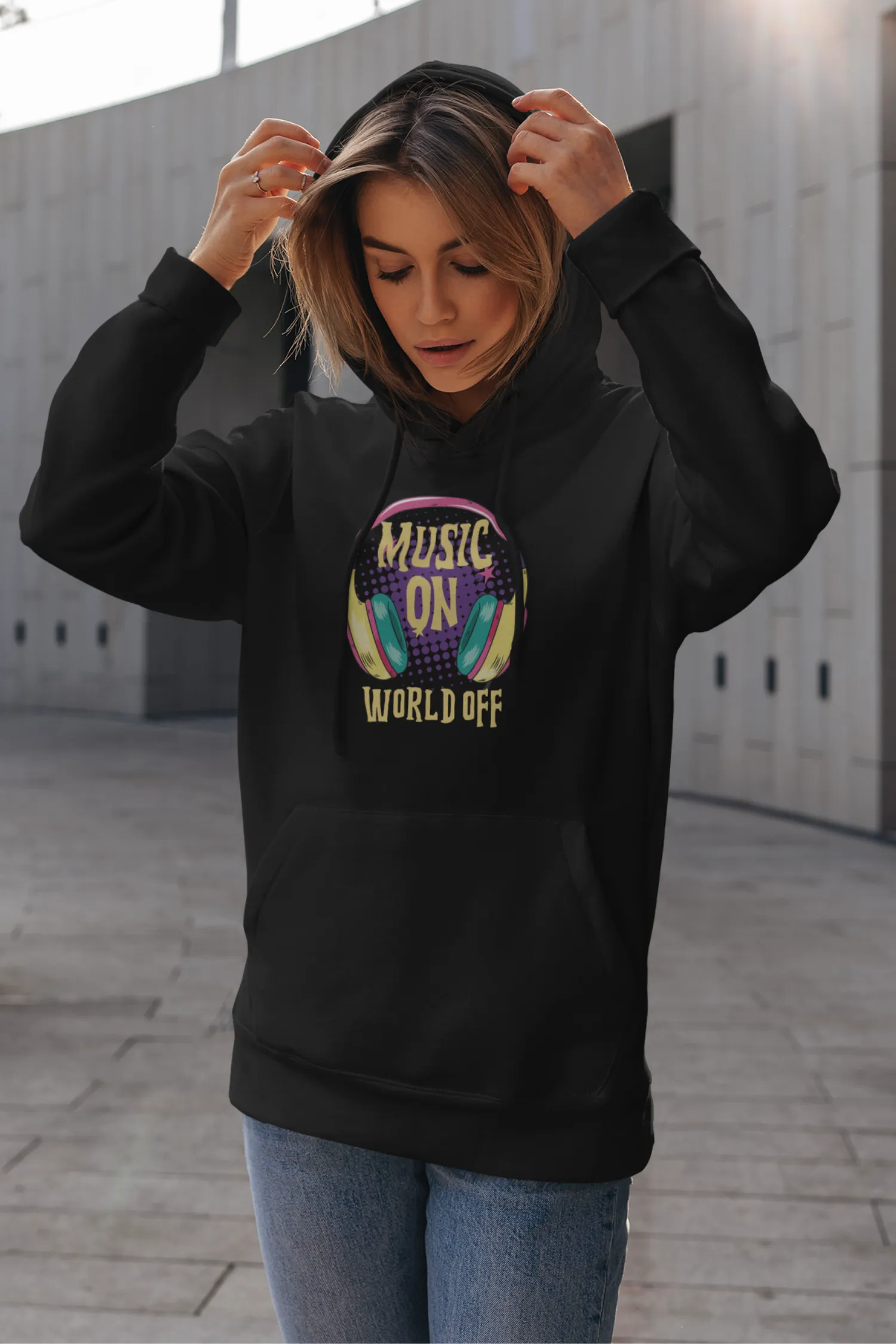 Music On World Off Women's Hoodie