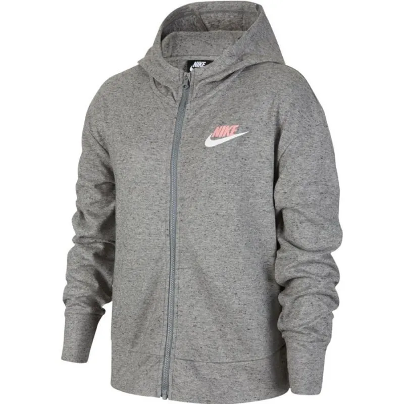 Nike Girls' Cozy Zip-Up Hoodie - Soft Brushed Knit with Contrasting Logo