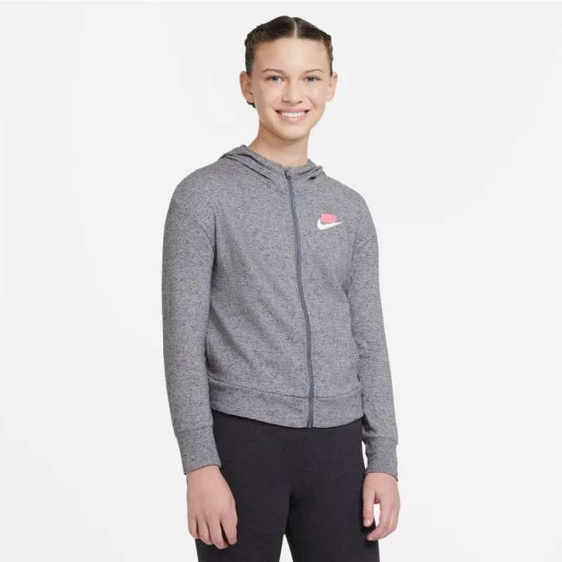 Nike Girls' Cozy Zip-Up Hoodie - Soft Brushed Knit with Contrasting Logo