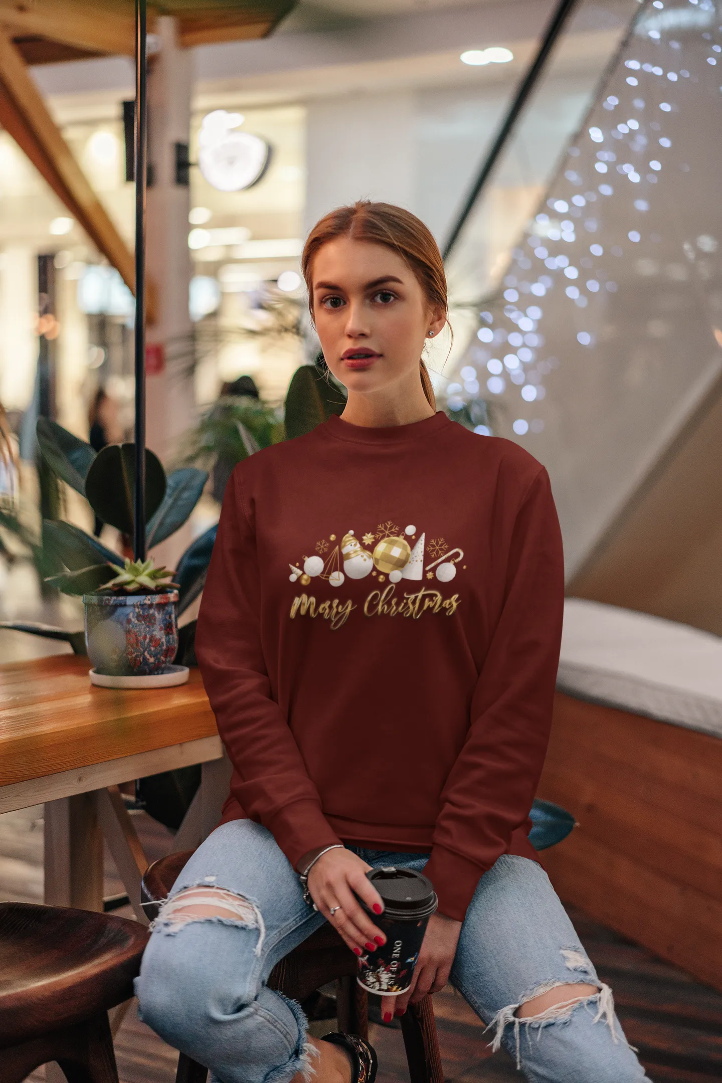 Ornamental Merry Christmas Sweatshirt, Womens Christmas Sweatshirt, Christmas Sweatshirts for Women, Christmas Women,Merry Christmas Sweatshirt