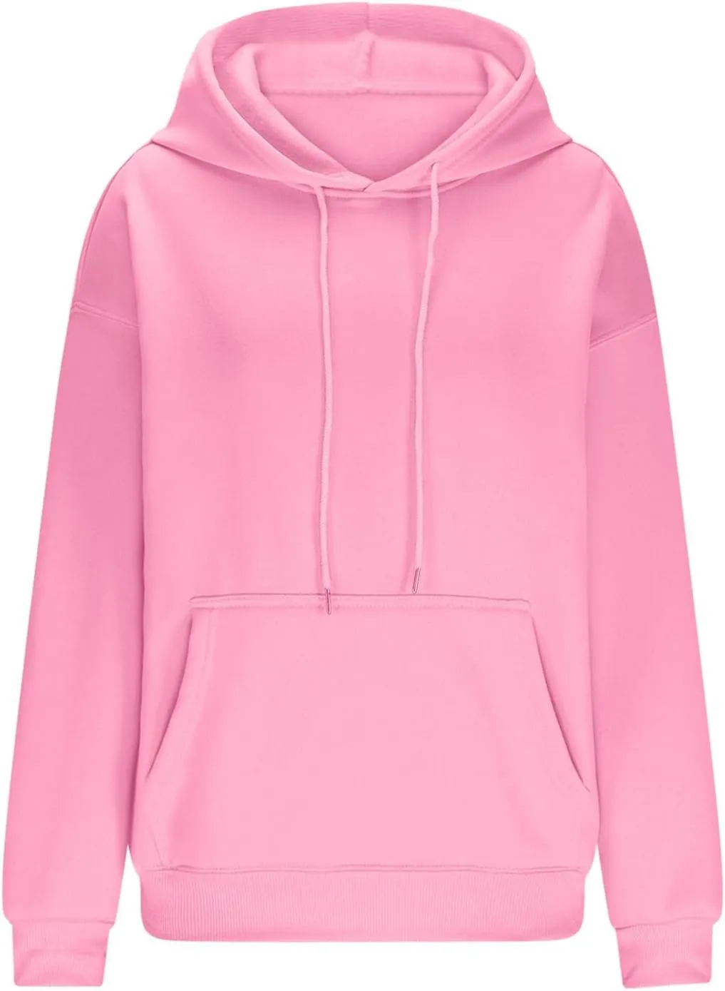 Oversized Drop Shoulder Hooded Sweatshirt for Women Long Sleeve Solid Drawstring Sweatshirt Streetwear Pullover Top