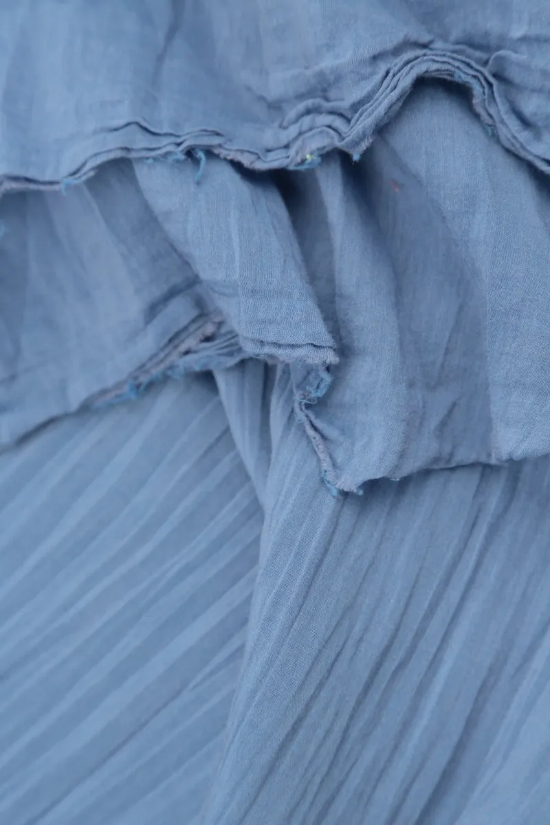 Patch Décor Blue Nova Silk Cotton Blouse