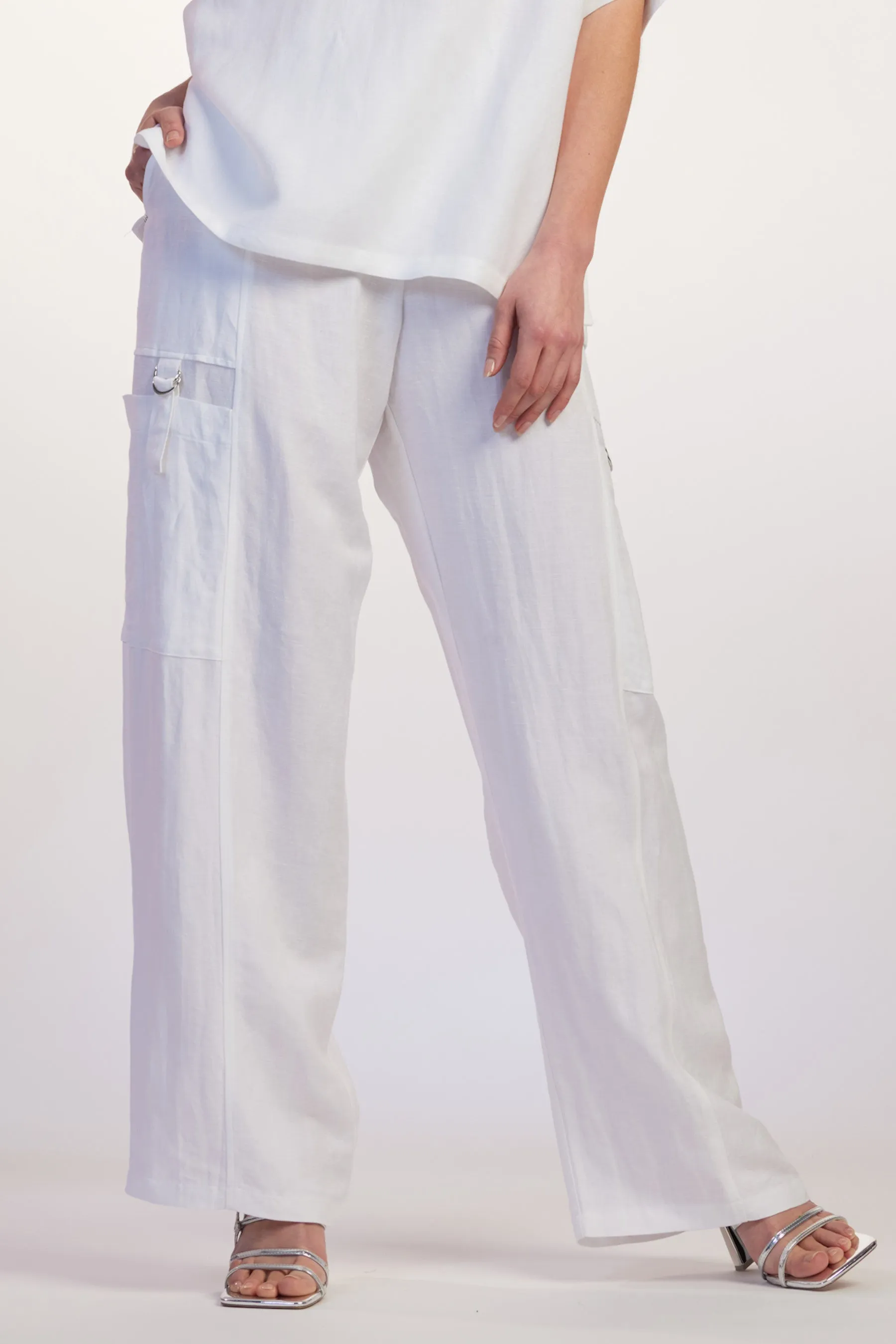 Paula Ryan Linen Soft Leg Pant - White