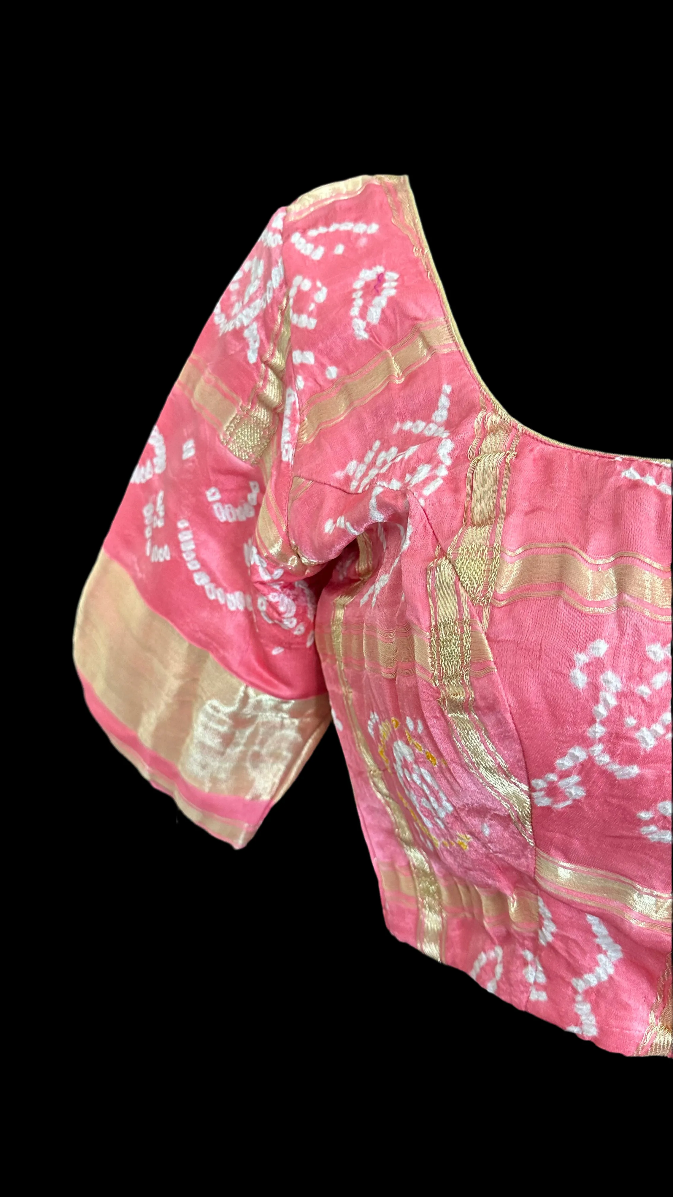 Peach Bhandini blouse ready to wear blouse bandhani silk ready to wear online usa silk blouses bandhani blouse online