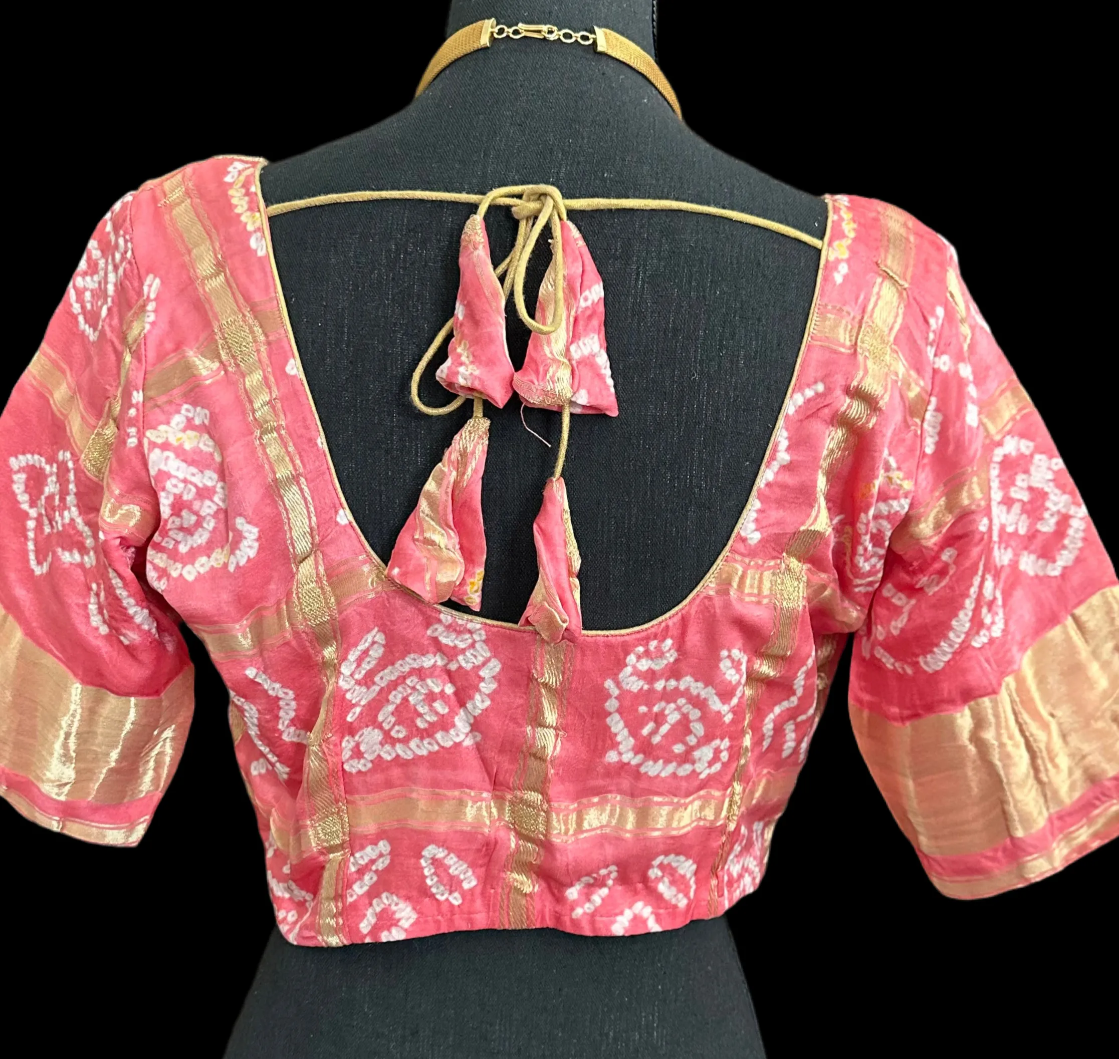 Peach Bhandini blouse ready to wear blouse bandhani silk ready to wear online usa silk blouses bandhani blouse online