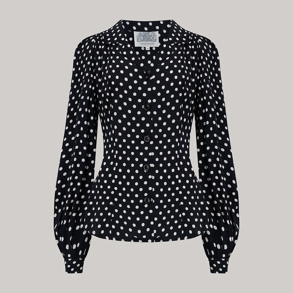 Poppy Blouse in Black Polka