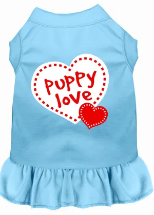 Puppy Love Screen Print Dress Baby Blue Xl