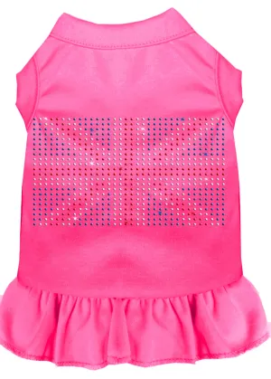Rhinestone British Flag Dress Bright Pink Xs