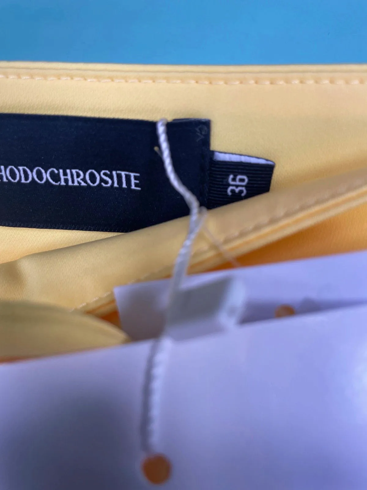 Rhodochrosite Yellow Laura Satin Button detail Trousers UK 8
