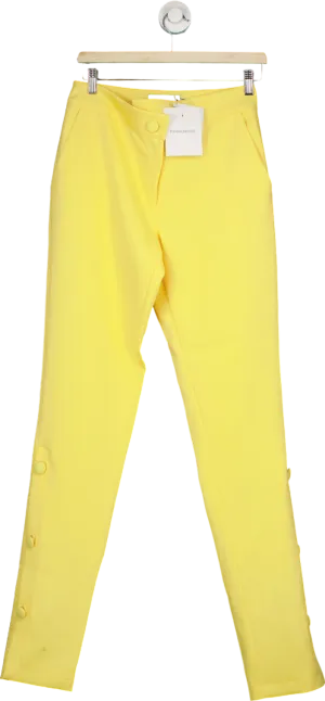 Rhodochrosite Yellow Laura Satin Button detail Trousers UK 8