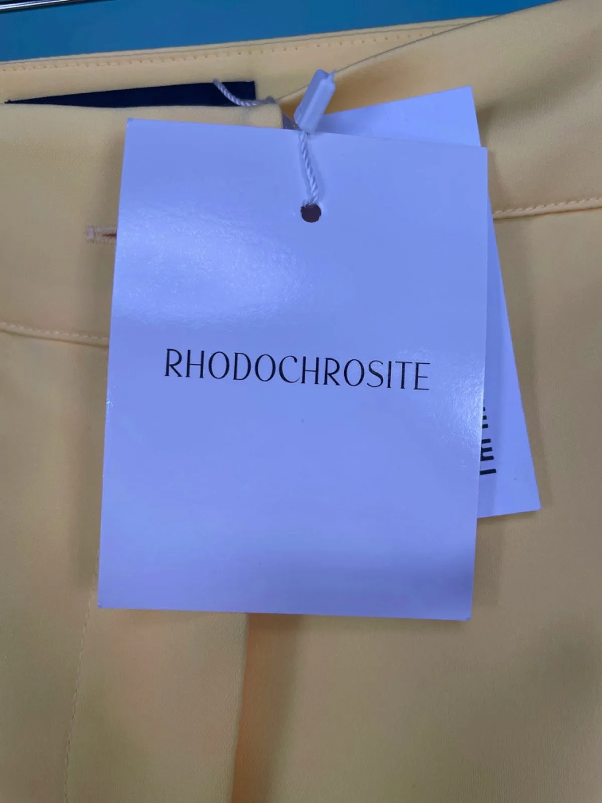 Rhodochrosite Yellow Laura Satin Button detail Trousers UK 8