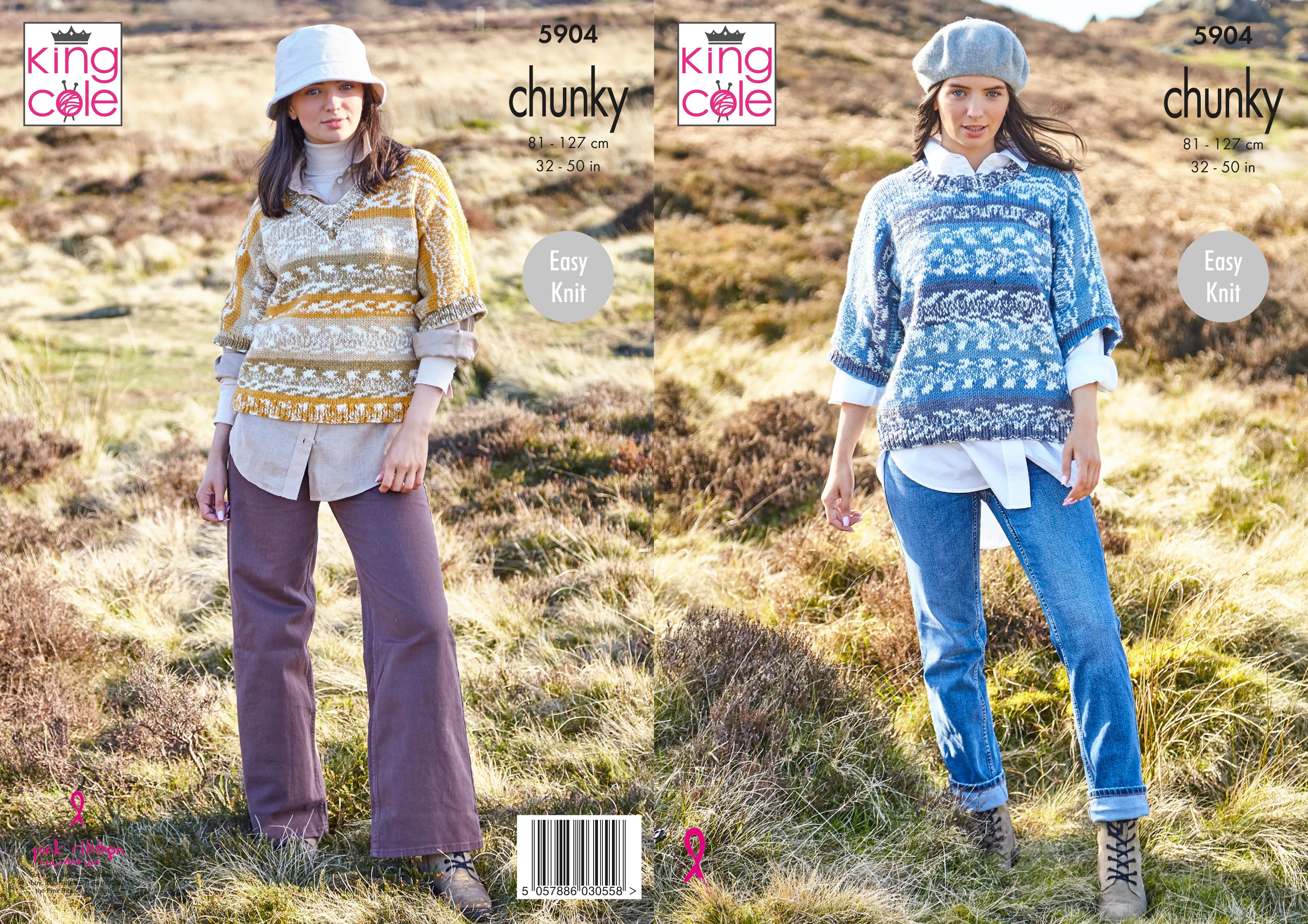Round & V Neck Sweaters Knitted in Nordic Chunky 5904