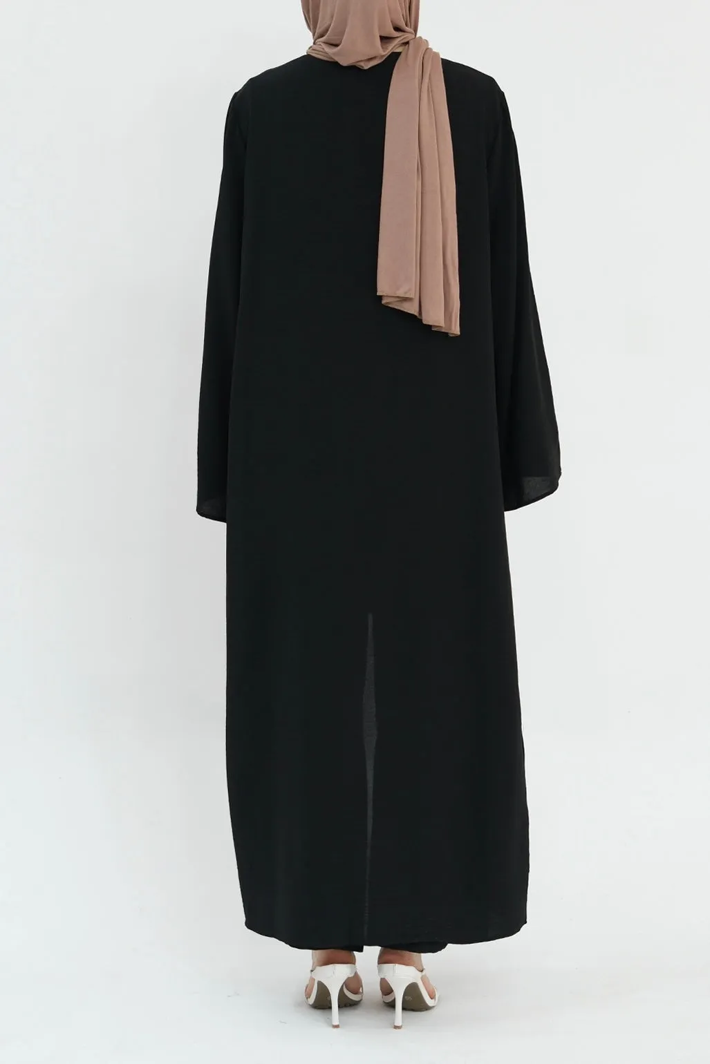 Sadia Stylish Casual Three Piece Abaya Set 779 - Black