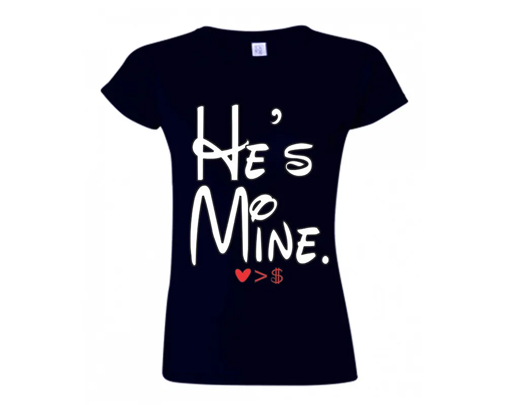 She's Mine and He's Mine Couple Shirts and Kissing Mickey Jogger Pants, Top & Bottom Sets