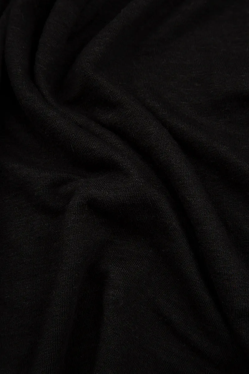 Short Sleeves Black Cotton Top