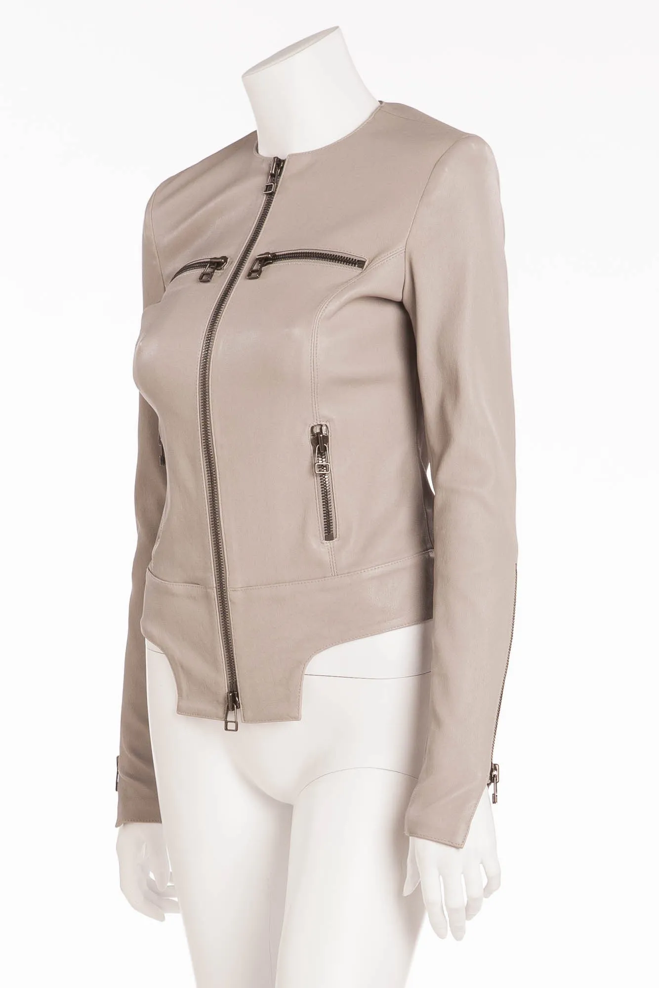 Thomas Wylde - Light Beige Long Sleeve Leather Jacket - IT 40